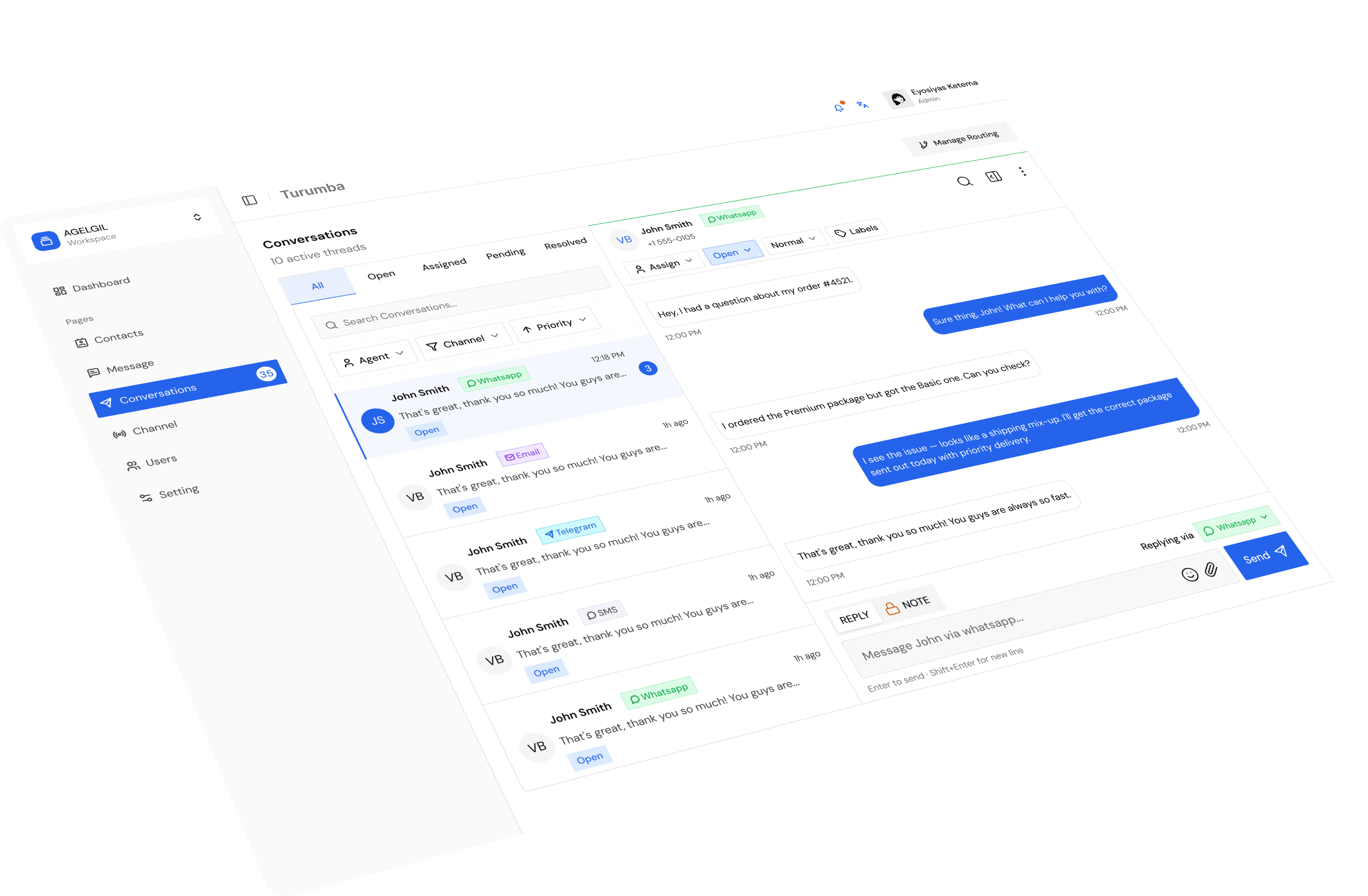 Turumba conversations view